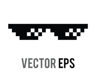 8 bit pixel cool black sun glasses, sunglasses flat icon