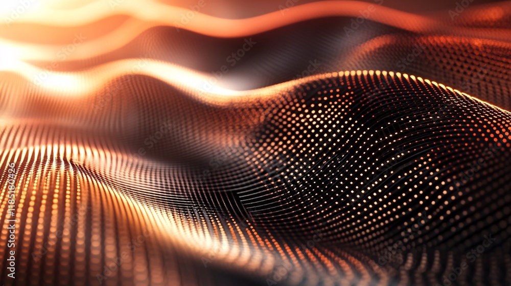 Poster Abstract orange particle surface gently flowing and glowing