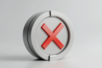 Obraz premium secure vault with prominent red cross symbol, representing denial or restriction. This conveys strong message of security and caution