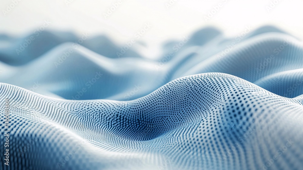 Leinwandbilder abstract blue wavy surface creating a digital landscape with dots pattern