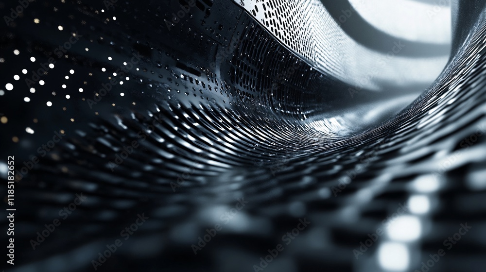 Aufkleber abstract metallic mesh tunnel creating a futuristic corridor