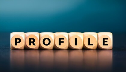 英語のフレーズPROFILEの文字が書かれた光るキューブブロック。 aiで生成