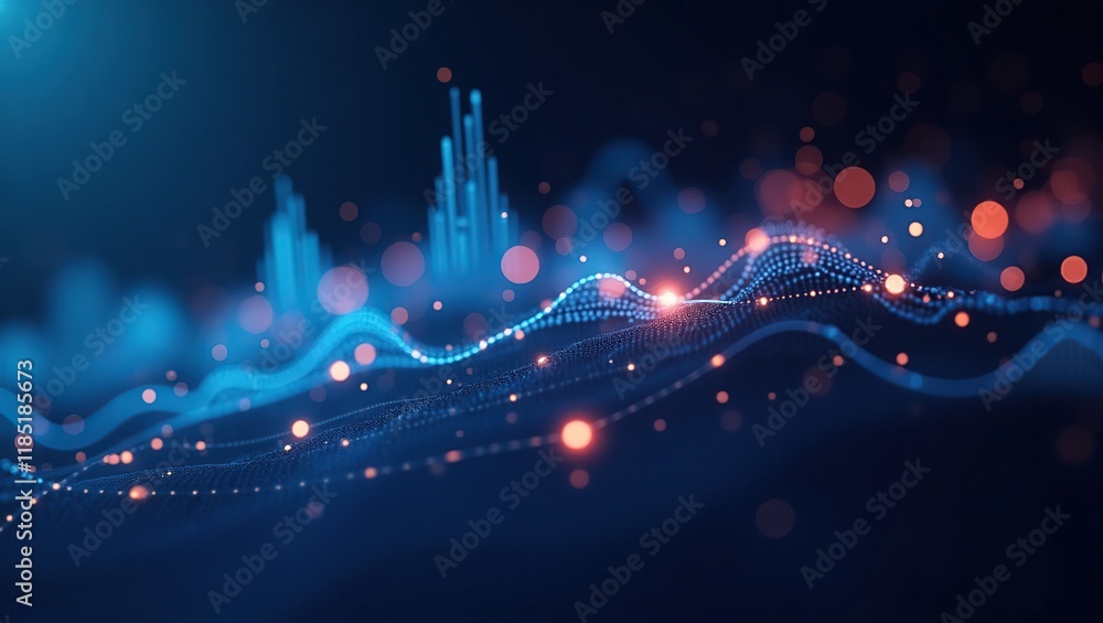 Aufkleber abstract digital data wave visualization