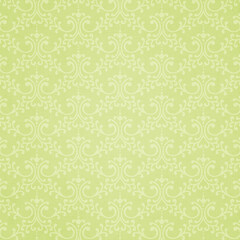 Light green damask pattern with elegant baroque ornamental motifs, ideal for spring backgrounds, vintage wallpaper, wedding decor, and refined design projects.