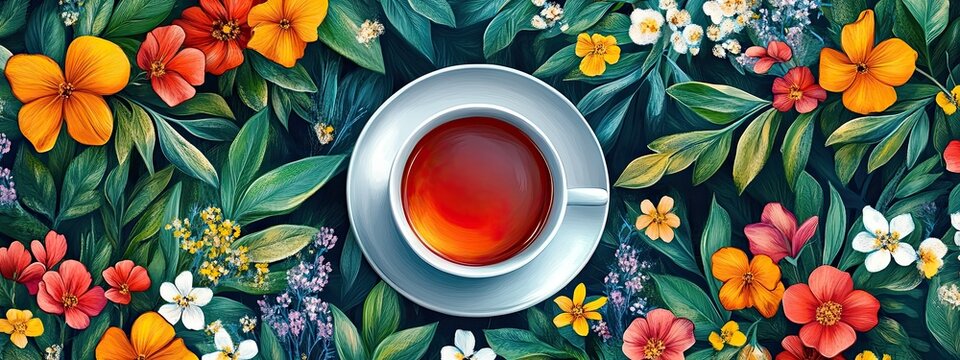 Tea cup party pattern seamless background alice vintage cupcake watercolor flower. Wonderland tea flower cup party pot sweet floral set scrapbook teacup teapot bag invitation food illustration cake.