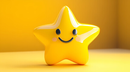 Yellow star 3d rendering cute cartoon. starshade. illustration. Starshade. Illustration