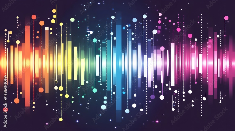 Poster abstract colorful light bars and circles design