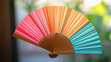mixed colors  hand  held fan  isolated on 3 d amazing background