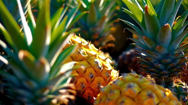 Sunlit Pineapple Plantation: A Vibrant Harvest