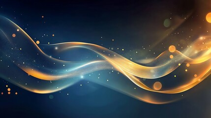 Obraz premium Abstract Golden Waves Flowing Across Dark Blue Background