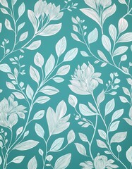 Elegant teal and white floral pattern. Perfect for textile design, wallpaper, or home decor.