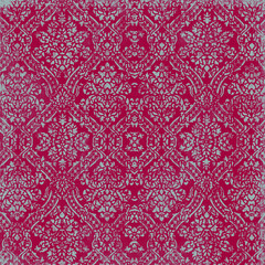 Vintage damask baroque floral pattern in pink and teal tones. Seamless ornamental fabric texture ideal for wallpaper, textiles, and elegant decorative design.