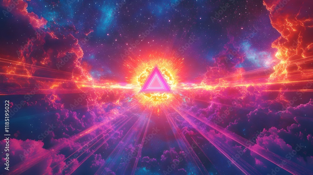Aufkleber cosmic triangle exploding in a nebula of stars