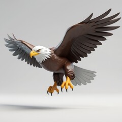 Obraz premium Majestic Bald Eagle in Flight: A 3D Render