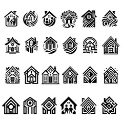 24 Real Estate icons - logos  clean vector designs, one color, easy edit