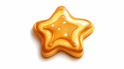 Golden star cake with caramel drip, top view on white backdrop. starshade. illustration. Starshade. Illustration