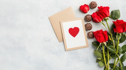 Romantic Gift Arrangement with Red Roses, Hearts, and Chocolates