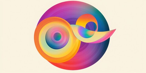 Layered circular shapes flow gracefully in a modern abstract composition, showcasing vibrant rainbow gradients that inspire creativity and minimalistic elegance