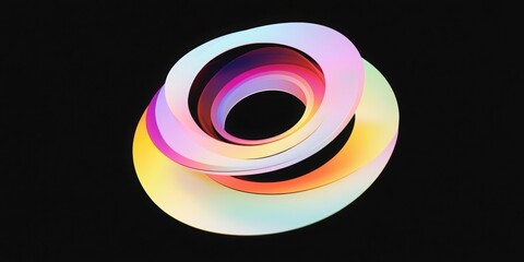 This artwork features a smooth flow of layered circular shapes in vibrant rainbow gradients, designed for modern, minimalistic aesthetics with ample copy space for versatile use