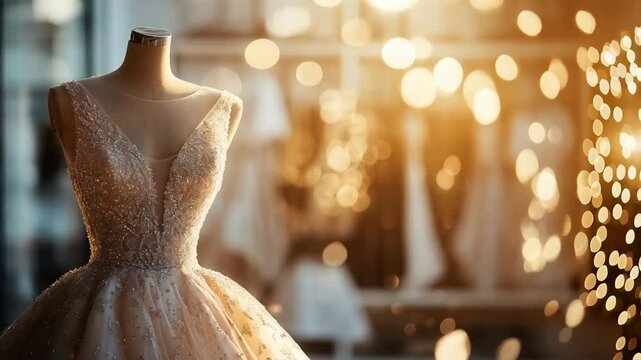 Elegant Bridal Gown on Display in a Boutique