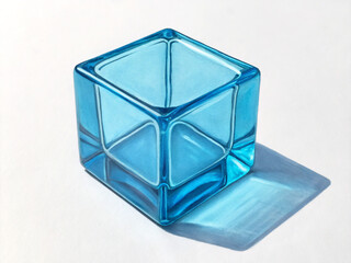 blue glass cube. box, cube, glass, 3d, transparent, blank, container, empty, water, ice, paper, object, square, case, vector, shape, nobody, gift, design, crystal, package, render, plastic, business, 