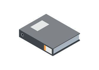 Thick office file folder. Simple flat illustration in isometric view.
