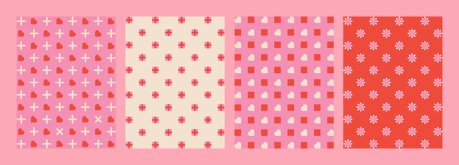 Geometric Happy valentine day background. Trendy simple modern greeting cards. Universal modern artistic templates. lovely posters in pink red colors. February 14.