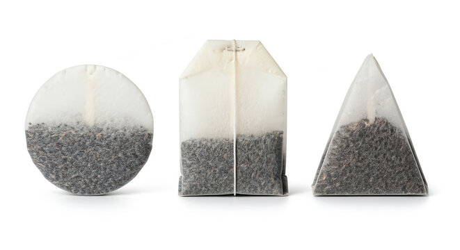 Teabags in different shapes with copy space