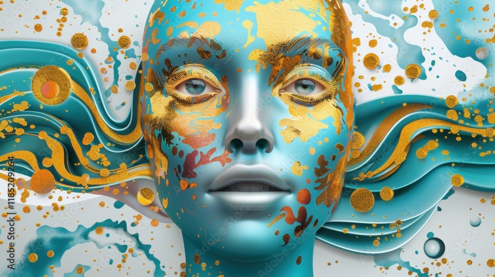 Poster d concept of ai transforming stock visuals through real-time generative design.