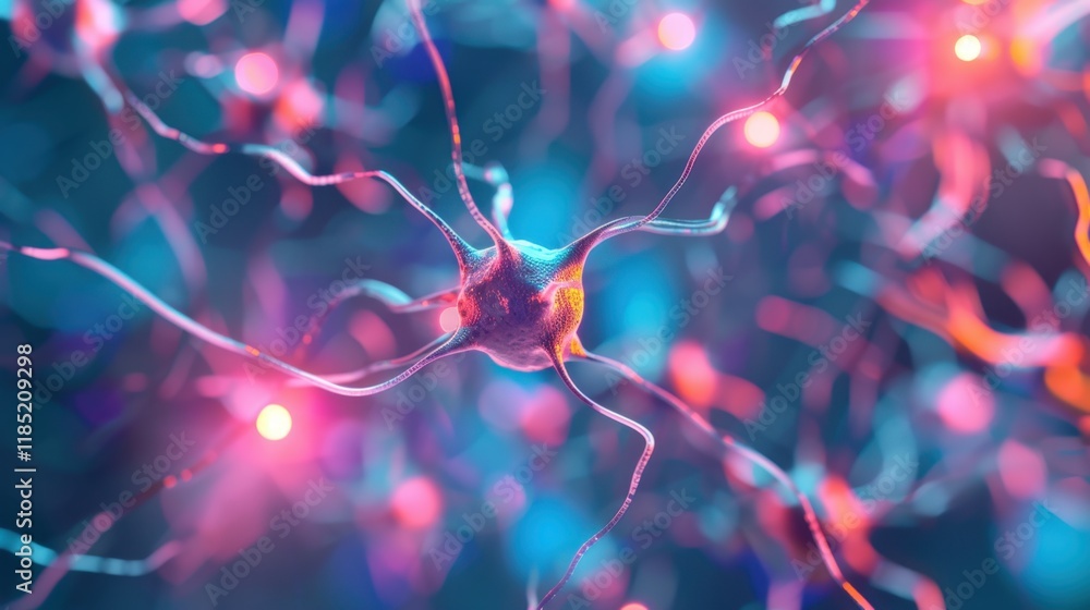 Poster abstract ai models generating vibrant stock designs with glowing neural threads.