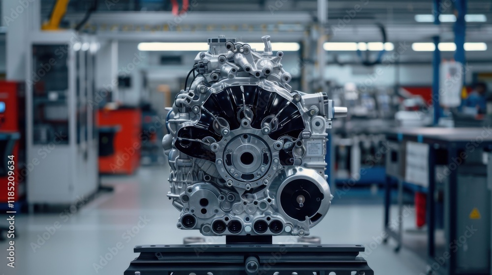 Aufkleber ai-powered robotic arms assembling automotive parts on a production line in a clean and modern facto