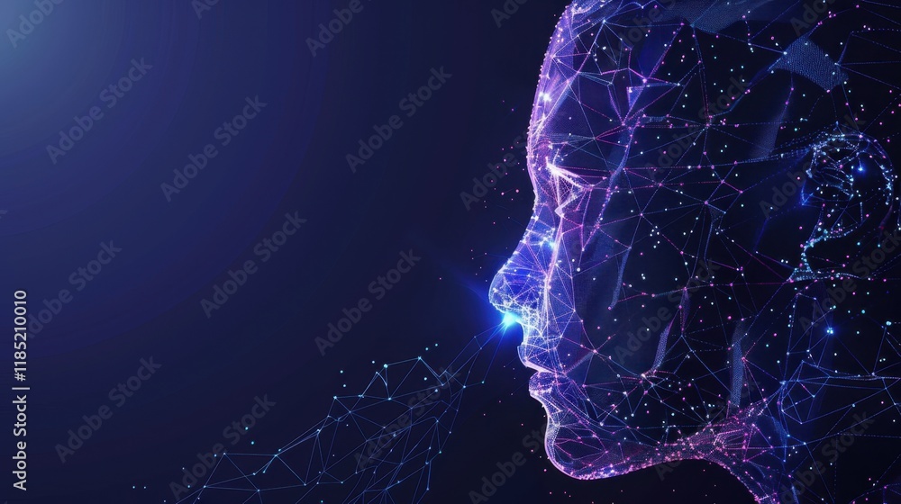 Poster futuristic abstract ai creating vibrant stock visuals with dynamic glowing effects.