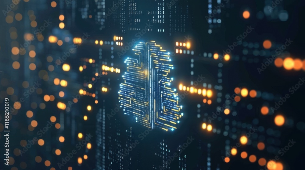 Poster dynamic ai-driven media rendering systems glowing in vibrant futuristic lights.