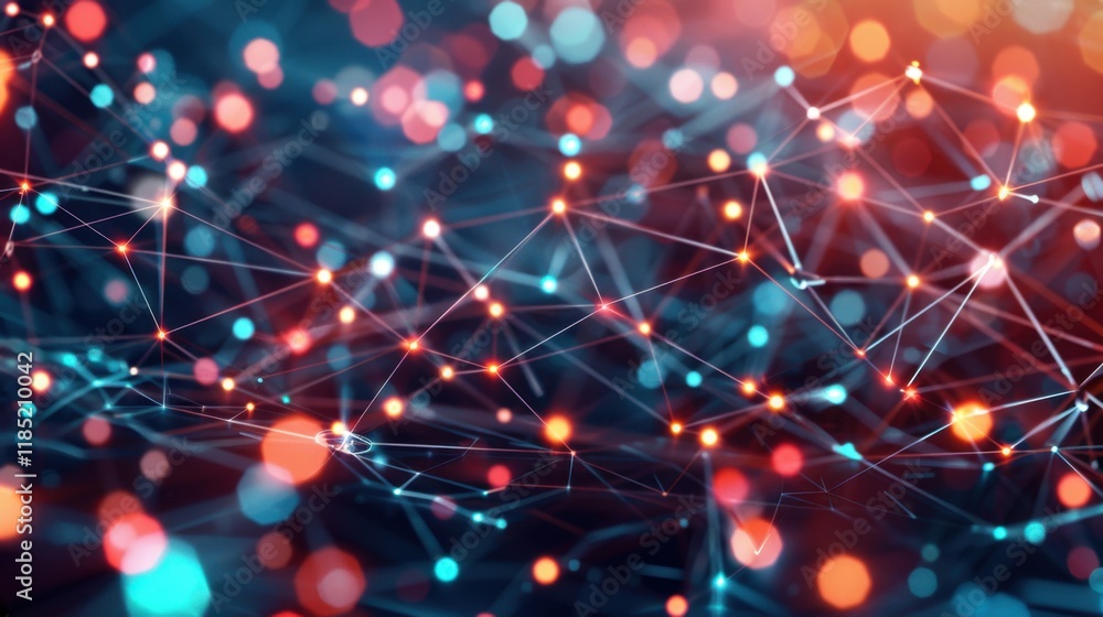 Poster futuristic abstract ai creating vibrant stock visuals with dynamic glowing effects.
