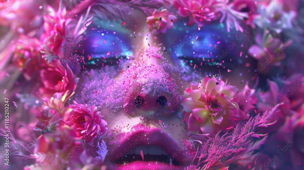 Aufkleber glowing ai neural networks crafting media elements in a futuristic stock design.