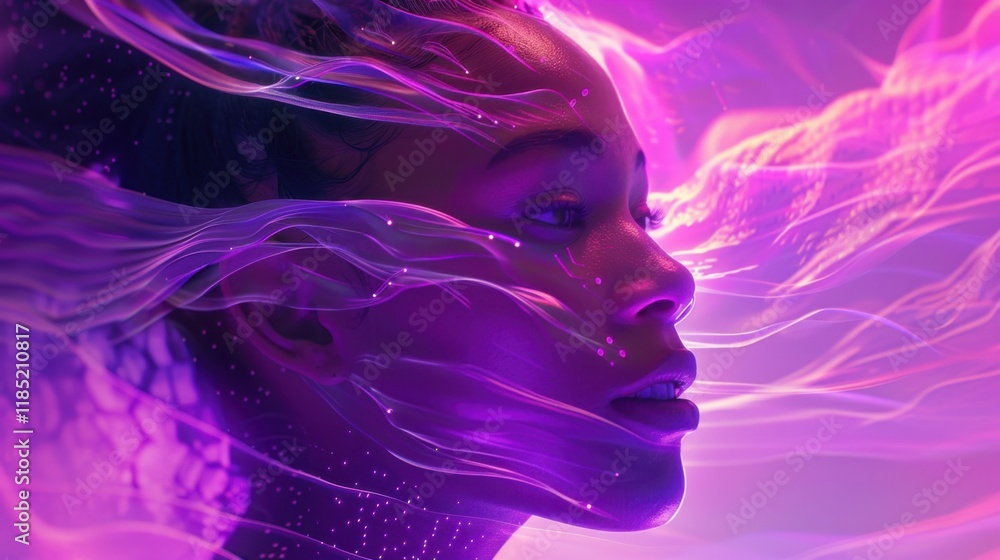 Poster neural network-inspired design showcasing ai's impact on evolving stock visuals.