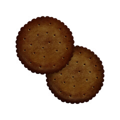 ココアビスケット2枚セットの手描きイラスト