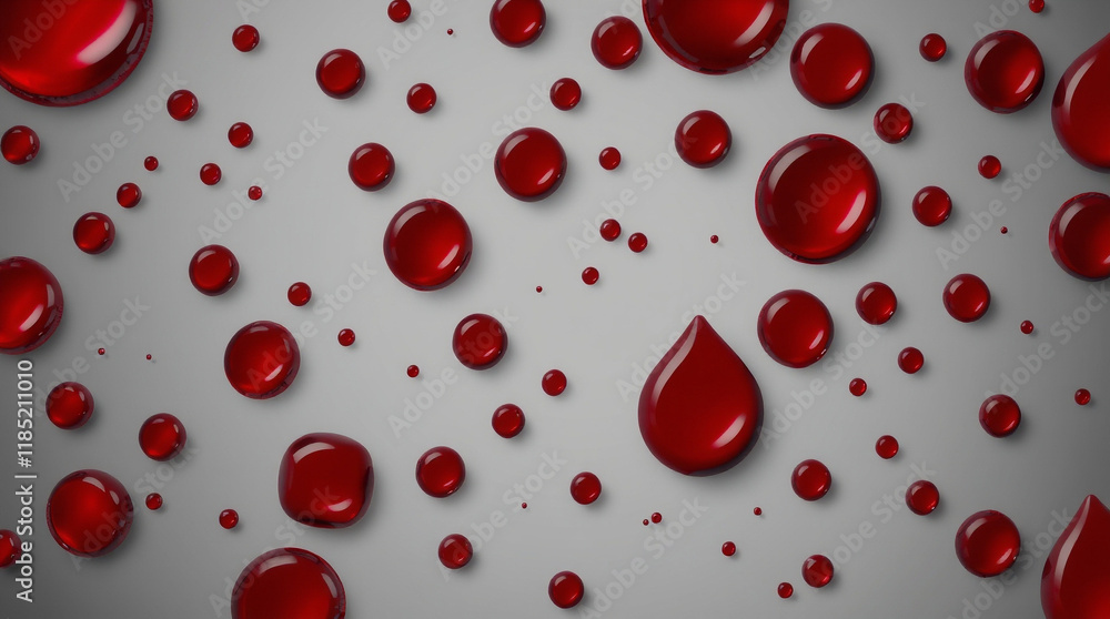 Poster abstract background of red droplets on a gray surface. perfect for design projects, presentations, o