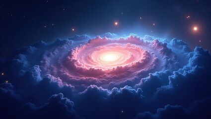 Celestial Cloudscape A Glowing Spiral Nebula In Space