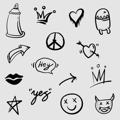 Pack of graffiti images vector design