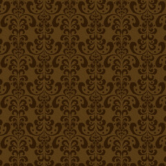 Background paper or fabric, with floral damask and baroque, seamless ornamental pattern