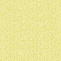 Background paper or fabric, with floral damask and baroque, seamless ornamental pattern