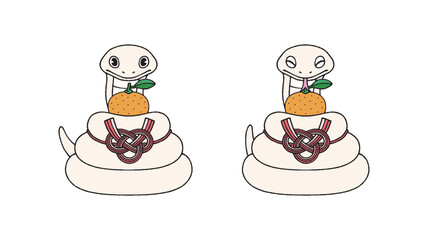 鏡餅風に飾られた蛇のセット