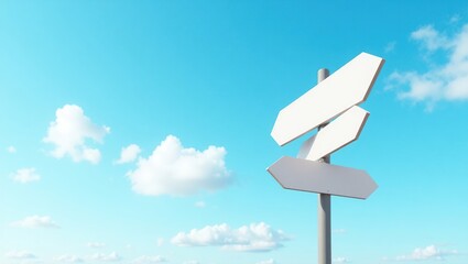 Blank Signpost Against A Bright Blue Sky