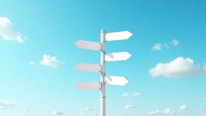 Blank Directional Signpost Against A Blue Sky