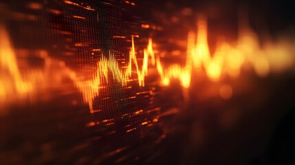 Fototapeta premium Abstract Orange Digital Waveform Display