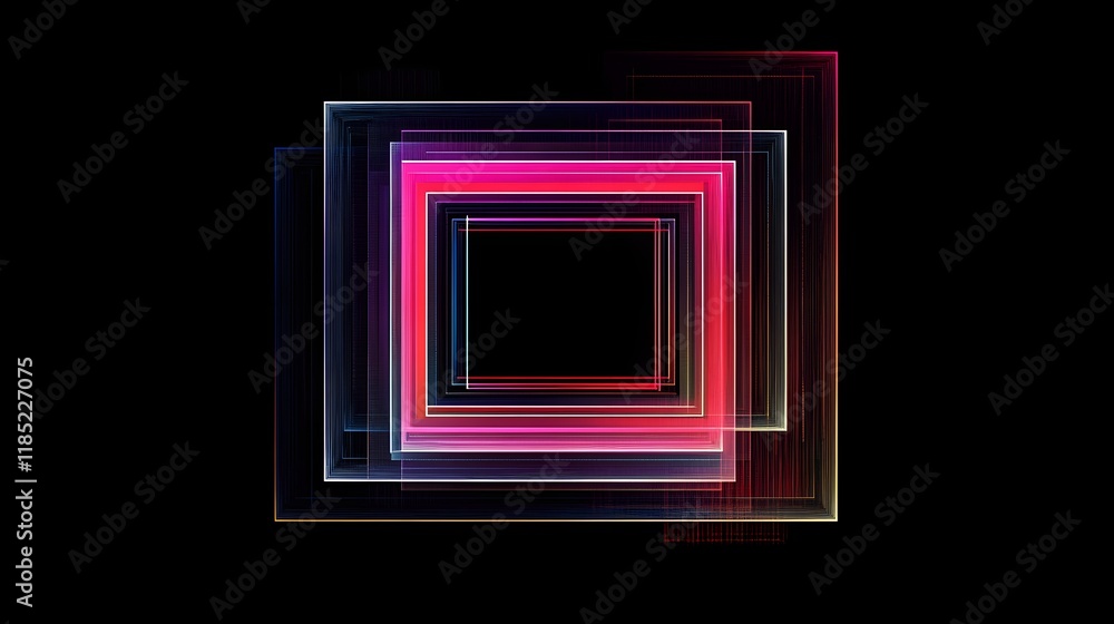 Aufkleber abstract neon squares illuminated design pattern