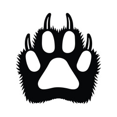 Bear claw Paw Print Icon - Hand Drawn Black White Thick Lines SVG
