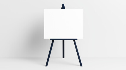 Blank canvas on an easel in a modern studio setting, inspiring creativity and artistic expression in a minimalist design environment