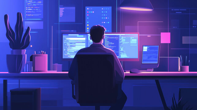 Backend Developer Writing Efficient Server-Side Code to Ensure Website Security and Functionality in a Tech-Focused Workspace